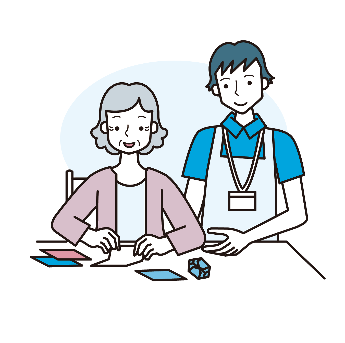 手作業する婦人