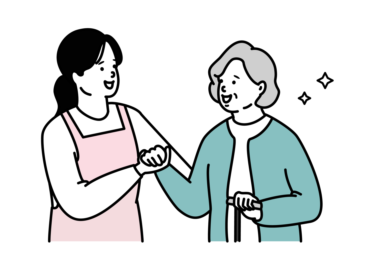 手を取り合う女性たち