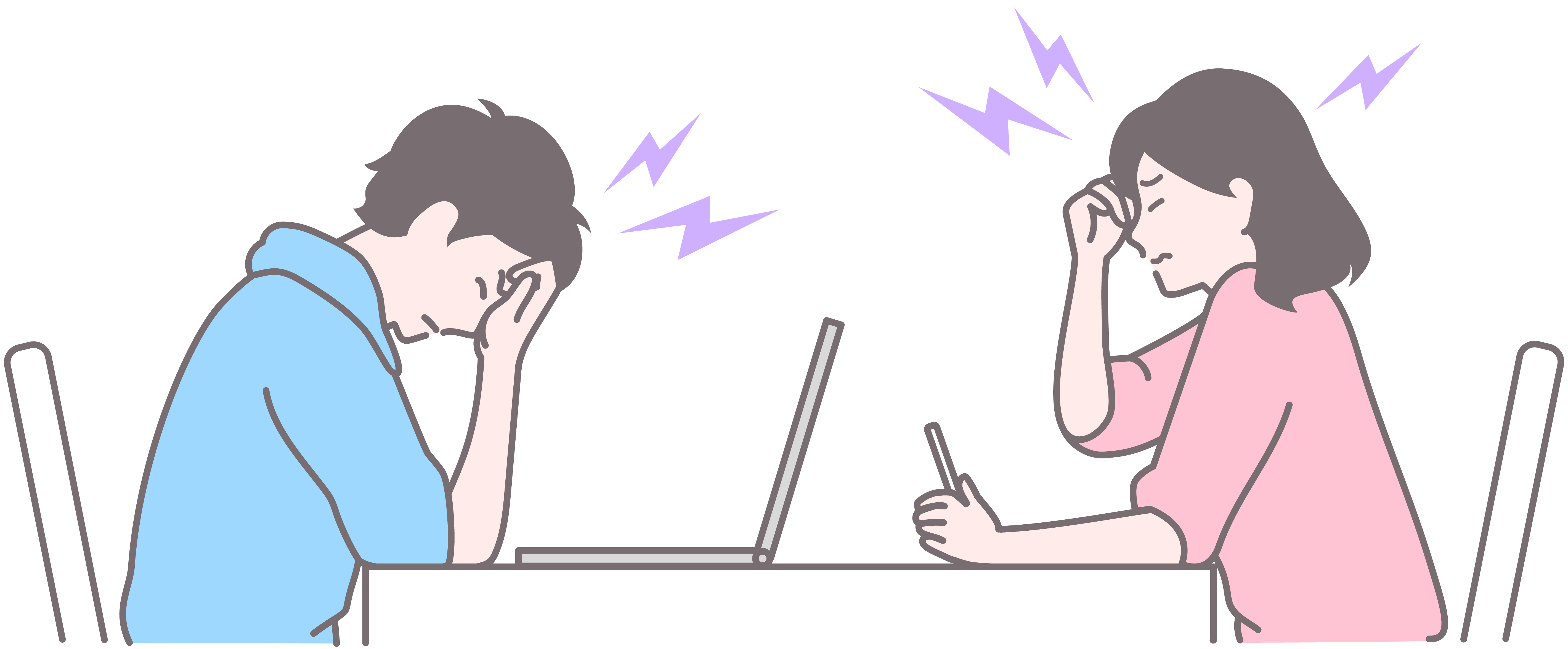 頭痛に悩まされる若者